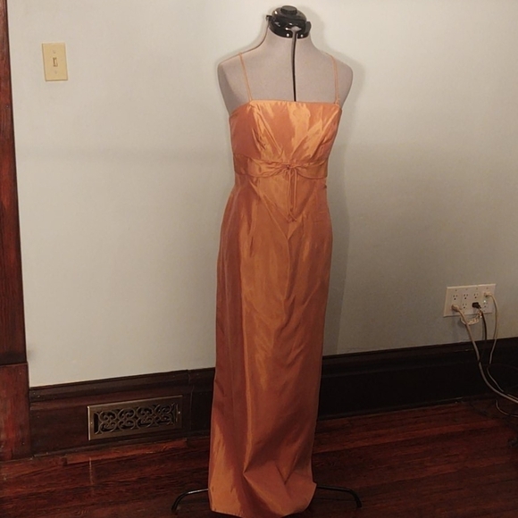 Peach Iridescent Spaghetti Strap Dress - Picture 1 of 9